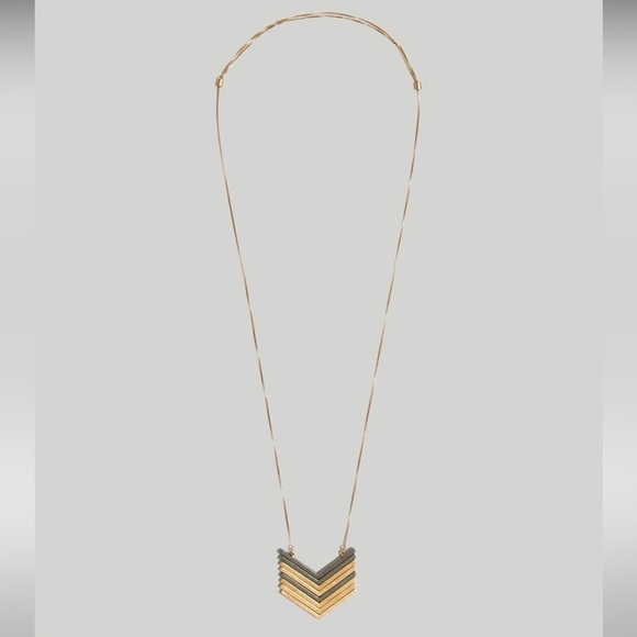 NWT Madewell Arrowstack Necklace, Gold/Gunmetal - Picture 2 of 8